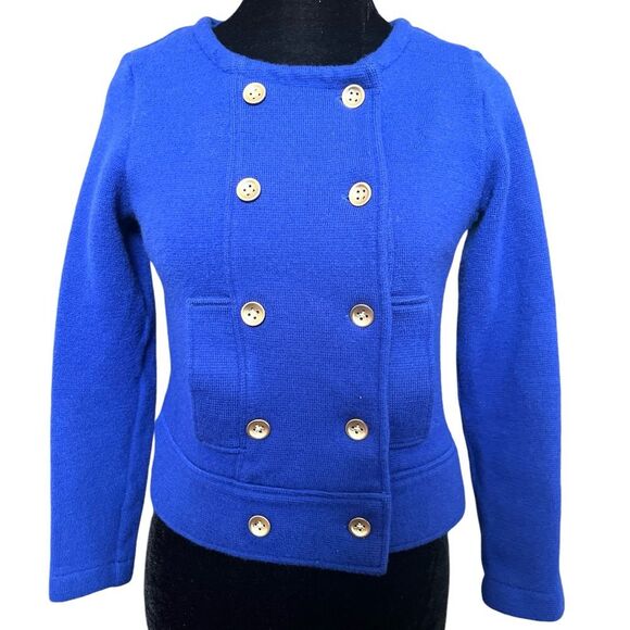 525 America Classic Royal Blue Wool Knit Cardigan Coat Size XS - Picture 1 of 9